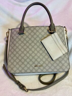 Nine West Lucianne Jet Set Monogram Satchel with Cardholder